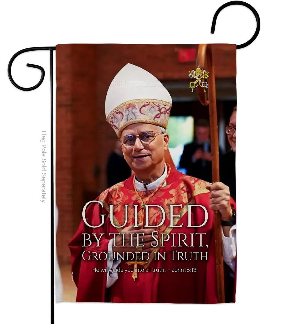 Pope Memorabilia Guided By Spirit Pope Leo XIV Garden Flag 13" x 18.5" | Religious Yard Sign Decor - main product image