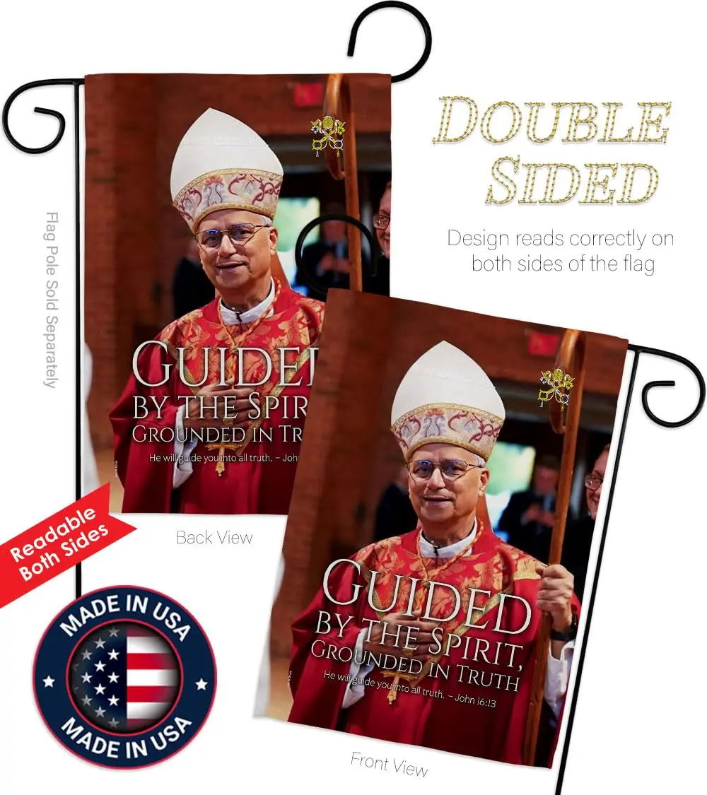 Pope Memorabilia Guided By Spirit Pope Leo XIV Garden Flag 13" x 18.5" | Religious Yard Sign Decor - view 3