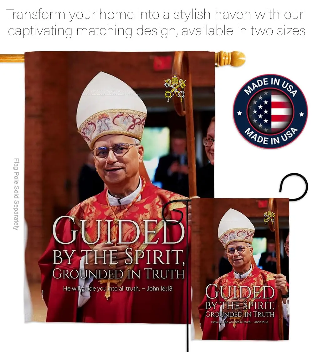 Pope Memorabilia Guided By Spirit Pope Leo XIV Garden Flag 13" x 18.5" | Religious Yard Sign Decor - view 4
