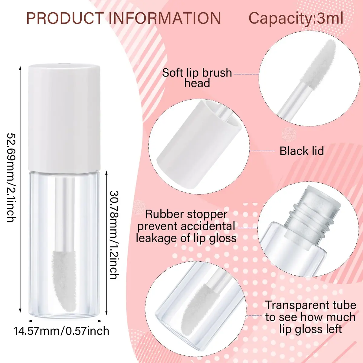 Patelai Clear Mini Lip Gloss Tubes 3ml (0.1 Fl Oz) | 100-Piece DIY Cosmetic Containers - view 2