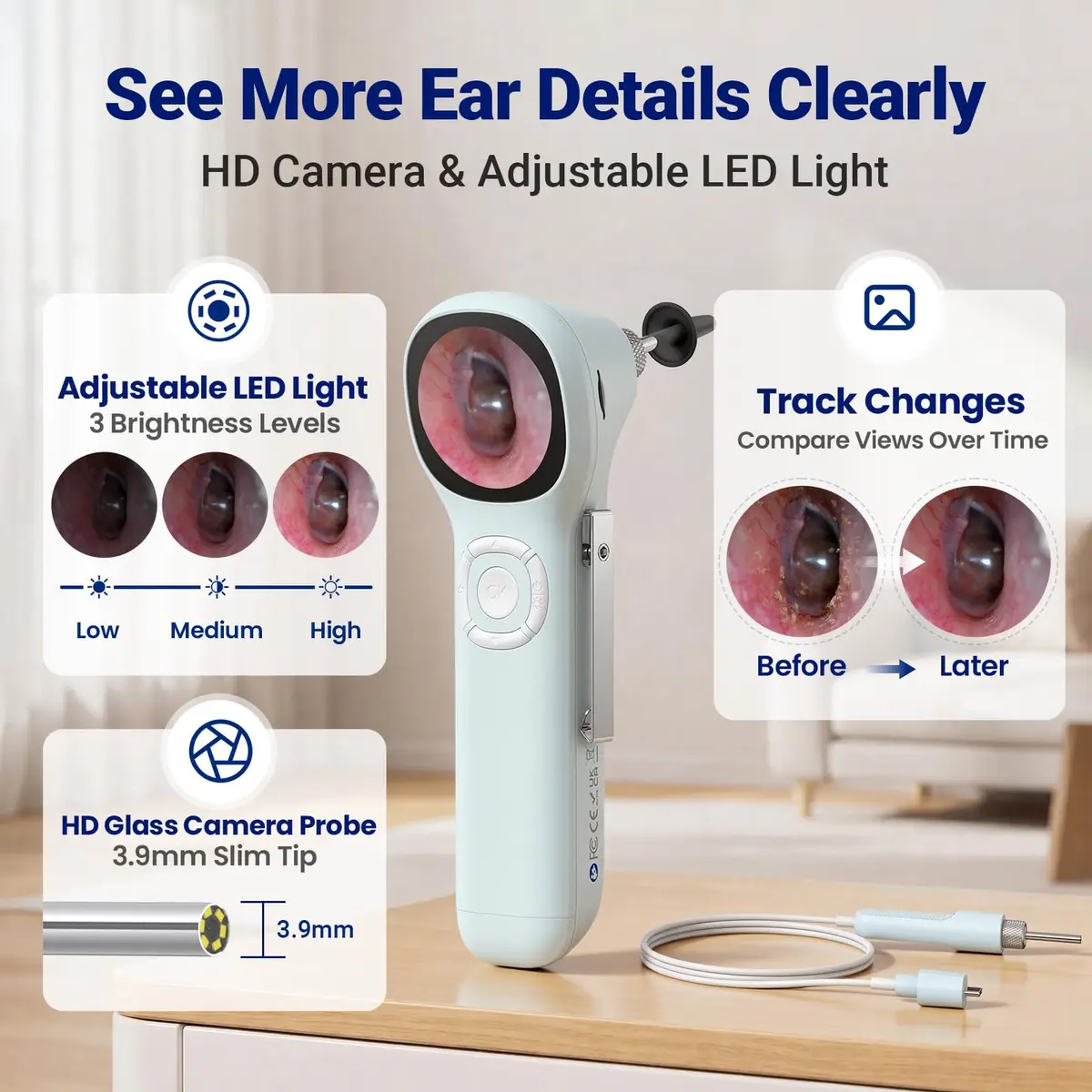 ScopeAround SA160 Otoscope with Light | HD Screen, No App Needed, Family Use - view 3
