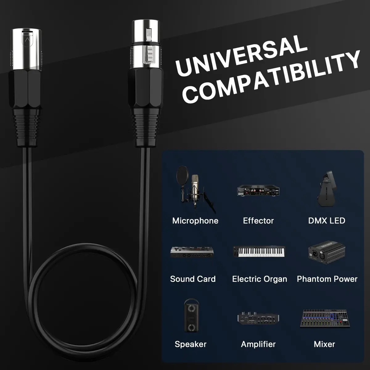 EBXYA XLR Cable 2ft | 6 Pack, High-Fidelity Microphone Cable with 3-Pin XLR Male to Female - view 5