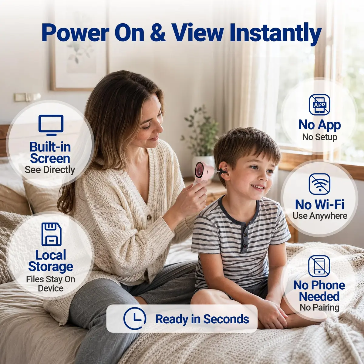 ScopeAround Otoscope with Light No App Needed HD Screen Family Use - view 2