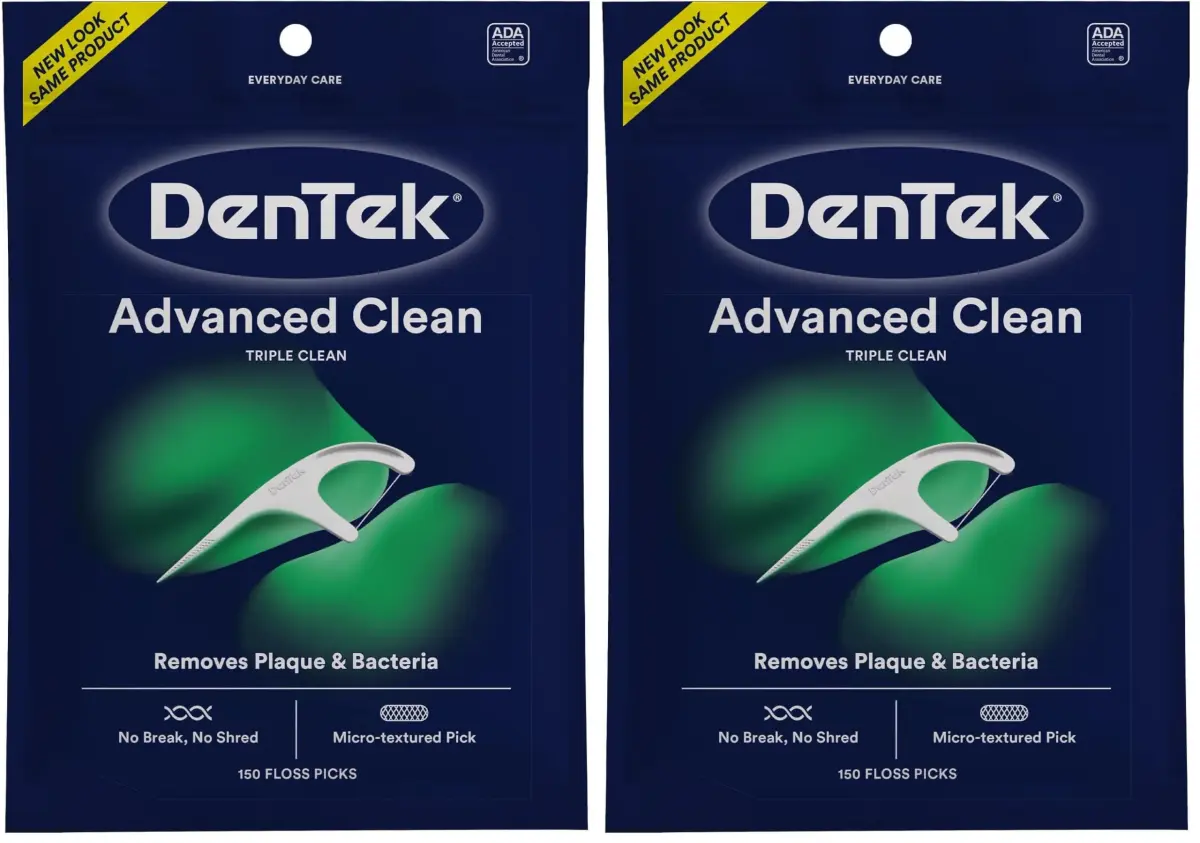 DenTek Advanced Clean Floss Picks 300 Count (150 Count Pack of 2) | Fluoride & Mint Infused - main product image