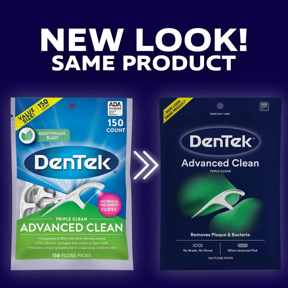 DenTek Advanced Clean Floss Picks 300 Count (150 Count Pack of 2) | Fluoride & Mint Infused - view 2