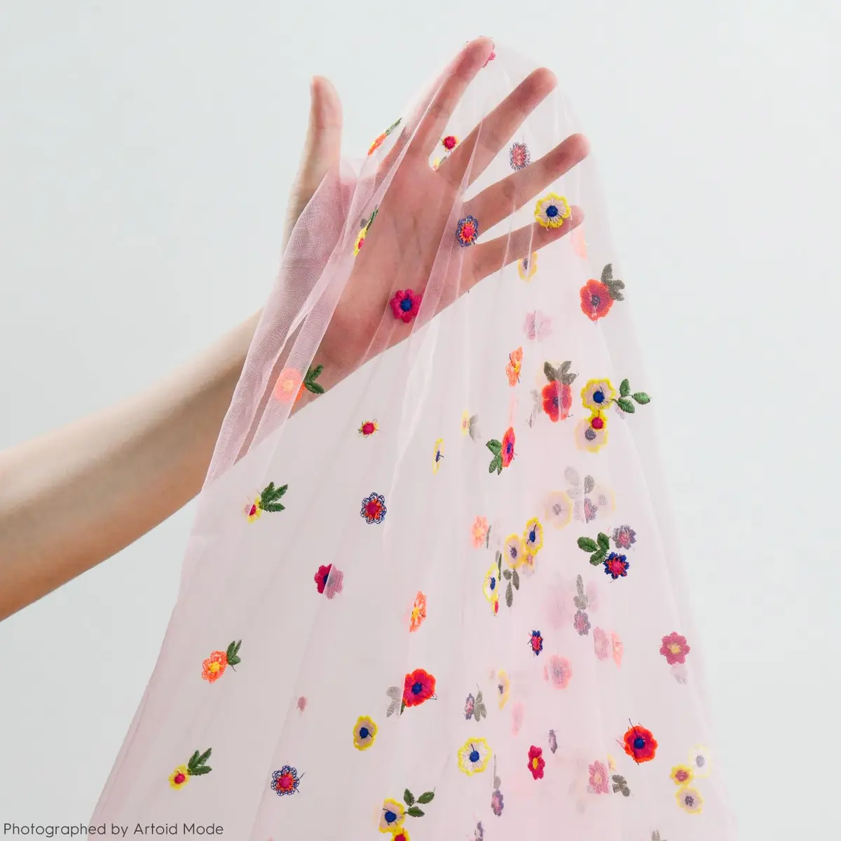 Artoid Mode Pink Embroidery Daisy Gauze Table Runner 28 x 120 Inch | Bright Floral Print for Festive Decor - view 5