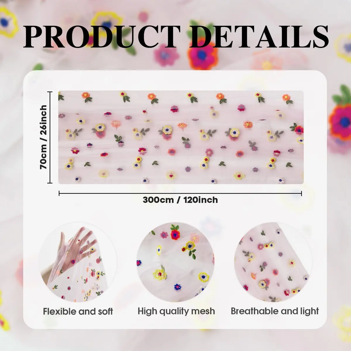 Artoid Mode Pink Embroidery Daisy Gauze Table Runner 28 x 120 Inch | Bright Floral Print for Festive Decor - view 6
