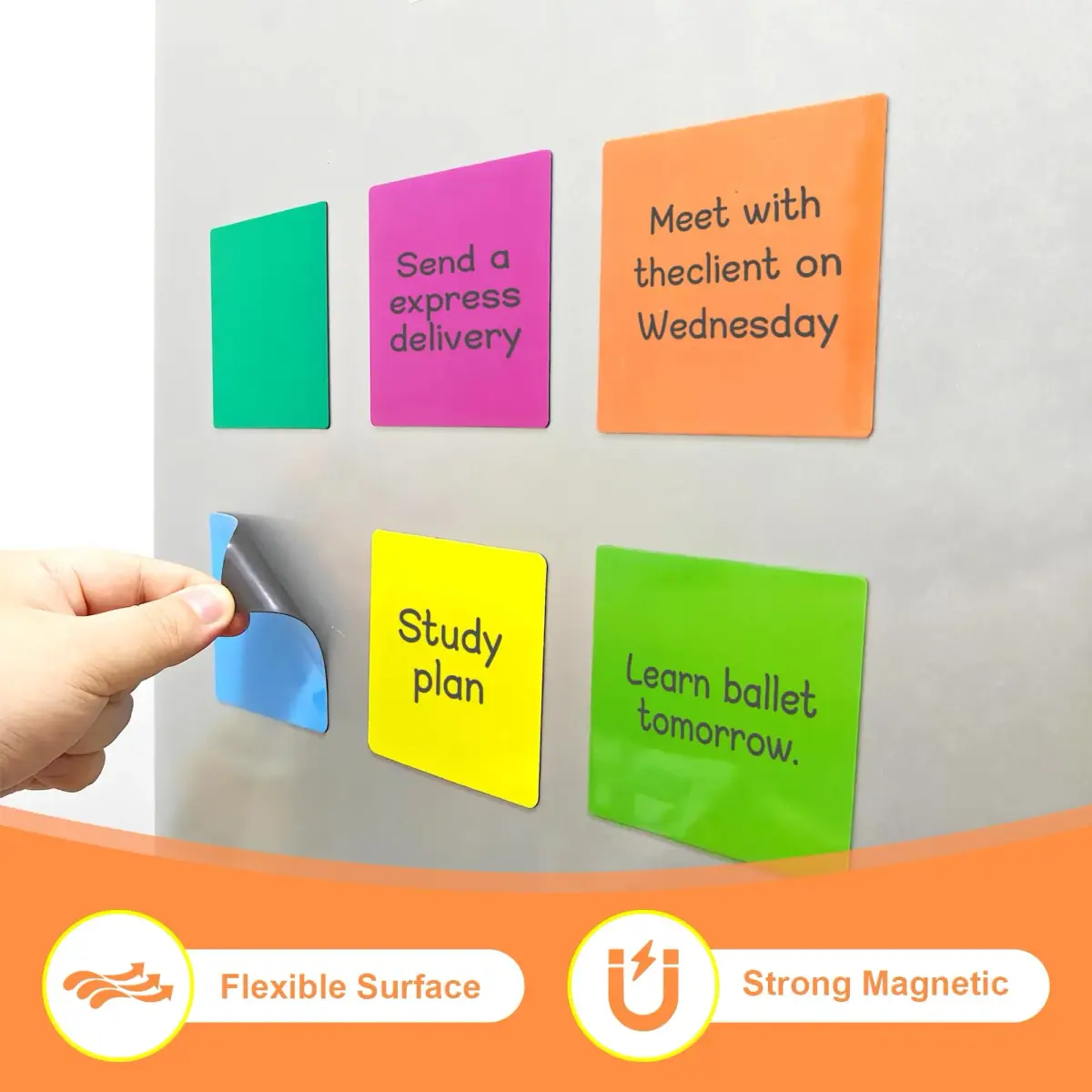 NIUBIKLUS Reusable Magnetic Sticky Notes 3" x 3" (36-Pack) | Dry Erase Labels for Whiteboard, Fridge, Locker - view 6