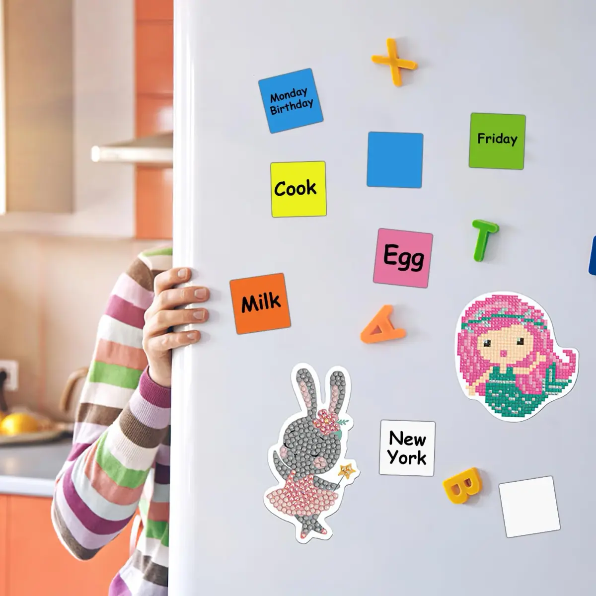 NIUBIKLUS Reusable Magnetic Sticky Notes 3" x 3" (36-Pack) | Dry Erase Labels for Whiteboard, Fridge, Locker - view 7
