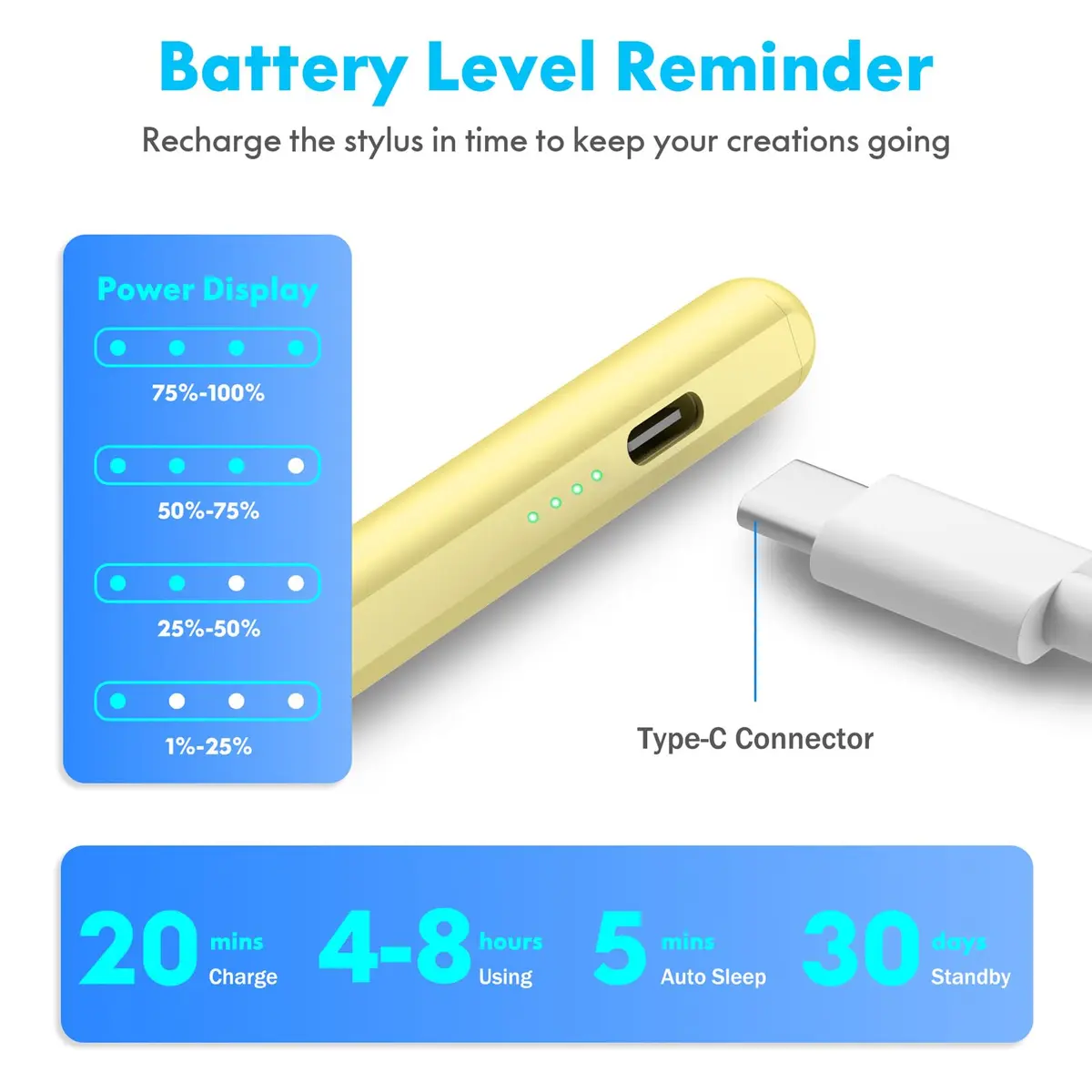 Cisteen Stylus Pen for iPad 2018-2026 | Tilt Sensor, Fast Charge, Precise Control - view 2