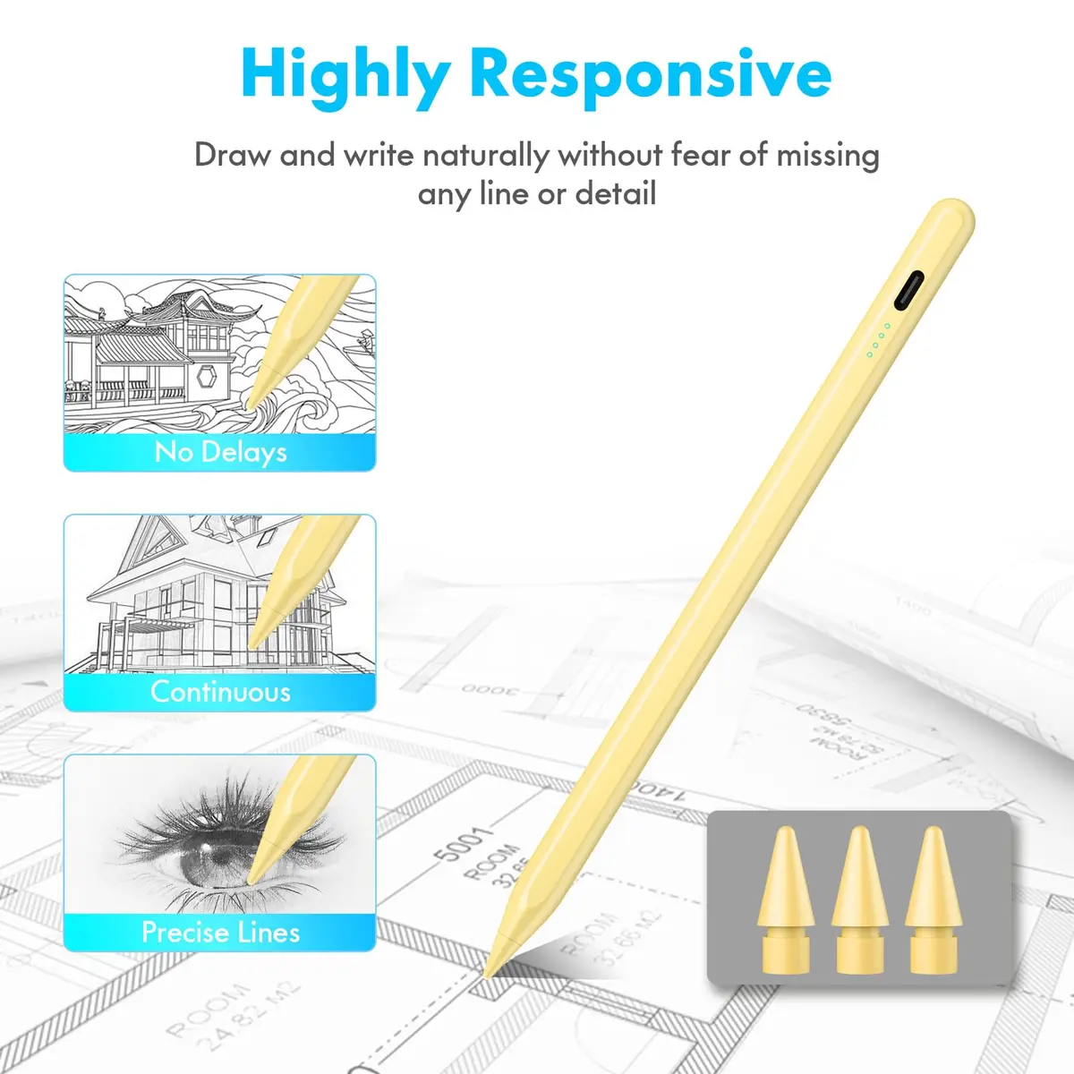 Cisteen Stylus Pen for iPad 2018-2026 | Tilt Sensor, Fast Charge, Precise Control - view 3