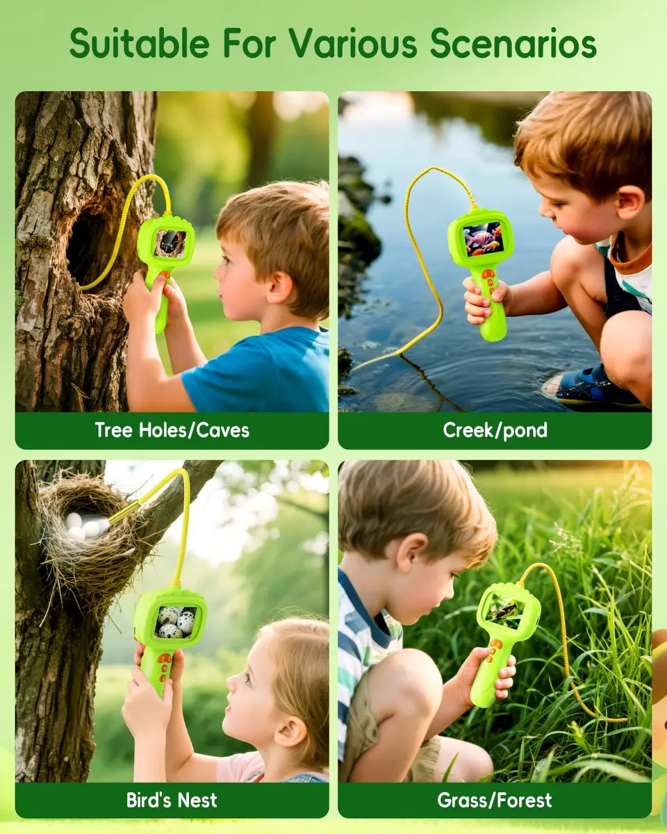 Ashfly Green Borescope Camera with Light for Kids, 7.9mm Lens & 2.4" HD Screen | STEM Educational Toy for Nature Exploration - view 8