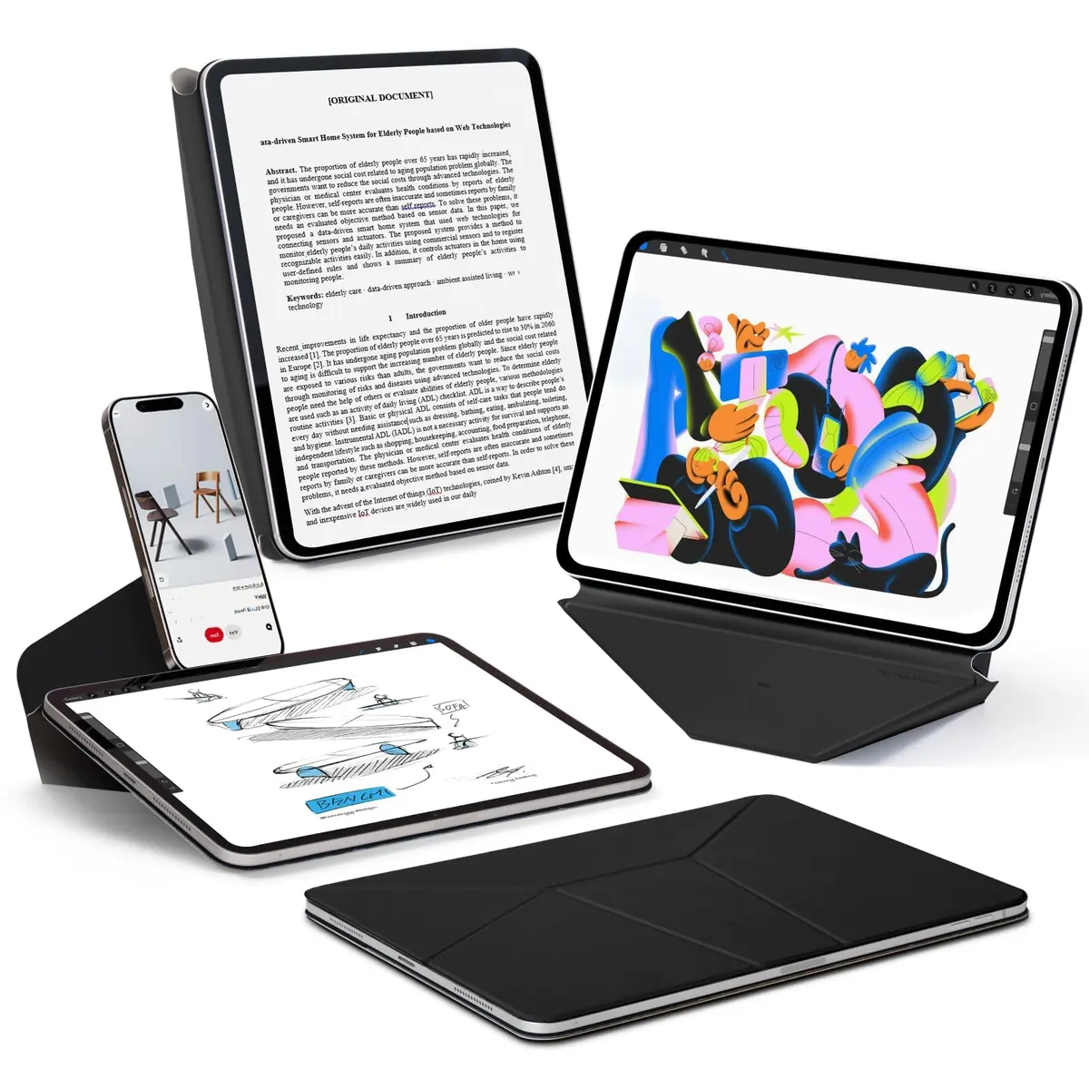 MOFT Dynamic Folio Case for iPad Pro 11 Inch M5 2025 & M4 2024 | 20+ Adjustable Angles, Auto Wake/Sleep, Ultra Thin, Magnetic Support - main product image