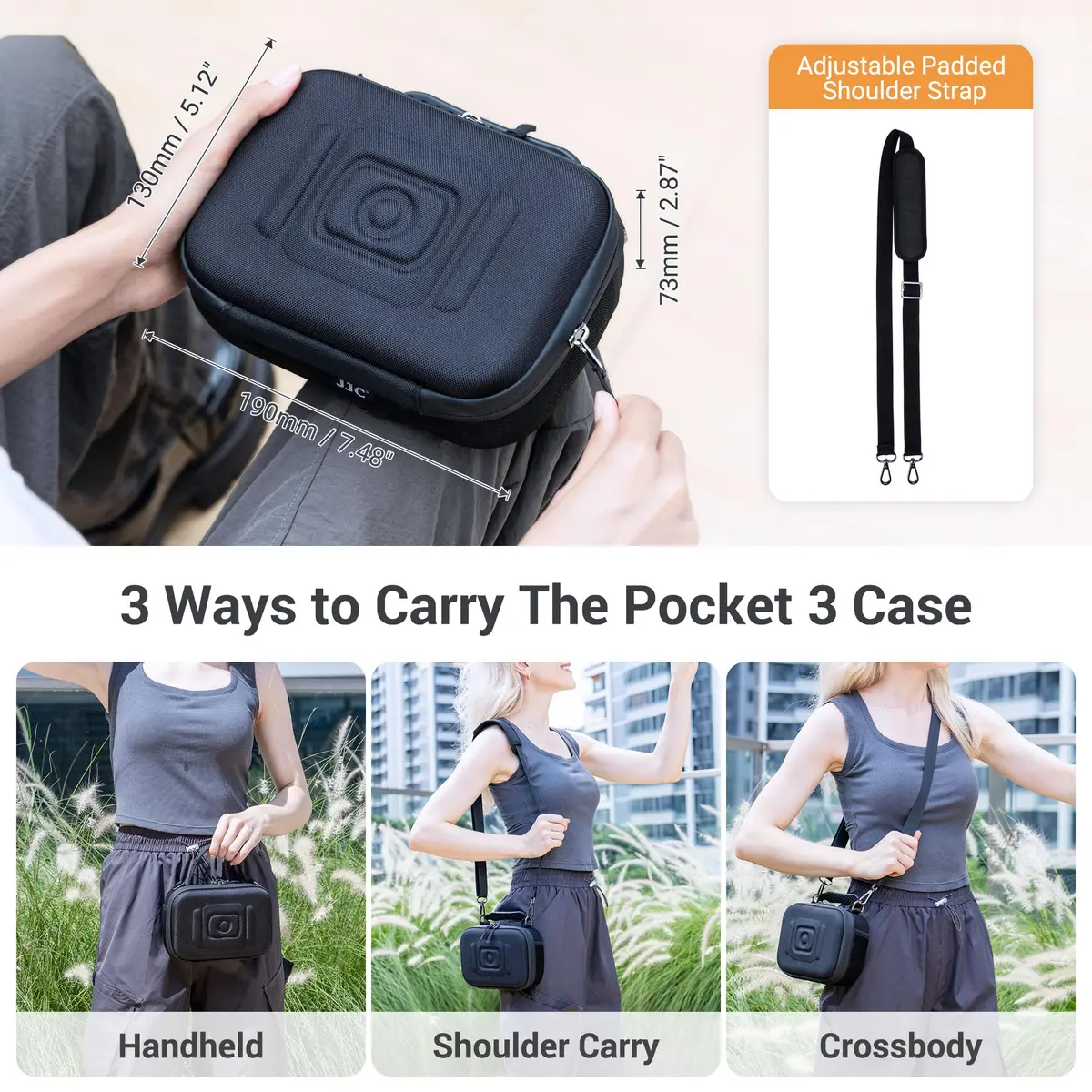 JJC Carrying Case for DJI Osmo Pocket 3 & Xtra Muse | Protective EVA Hard Shell Bag for Camera & Accessories - view 7