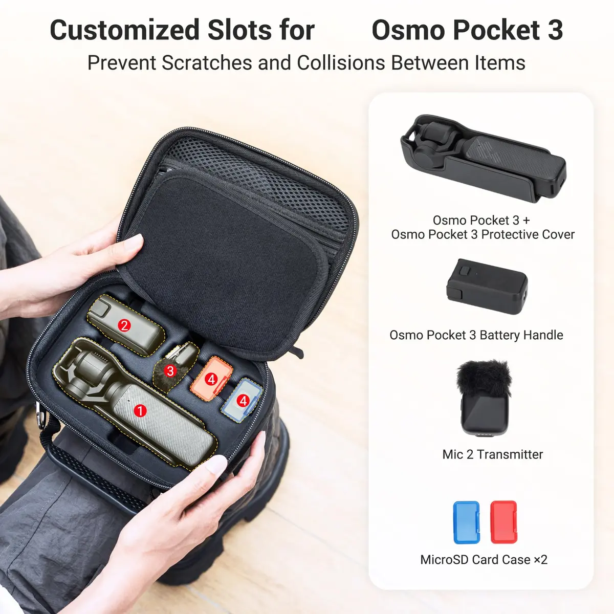 JJC Carrying Case for DJI Osmo Pocket 3 & Xtra Muse | Protective EVA Hard Shell Bag for Camera & Accessories - view 2