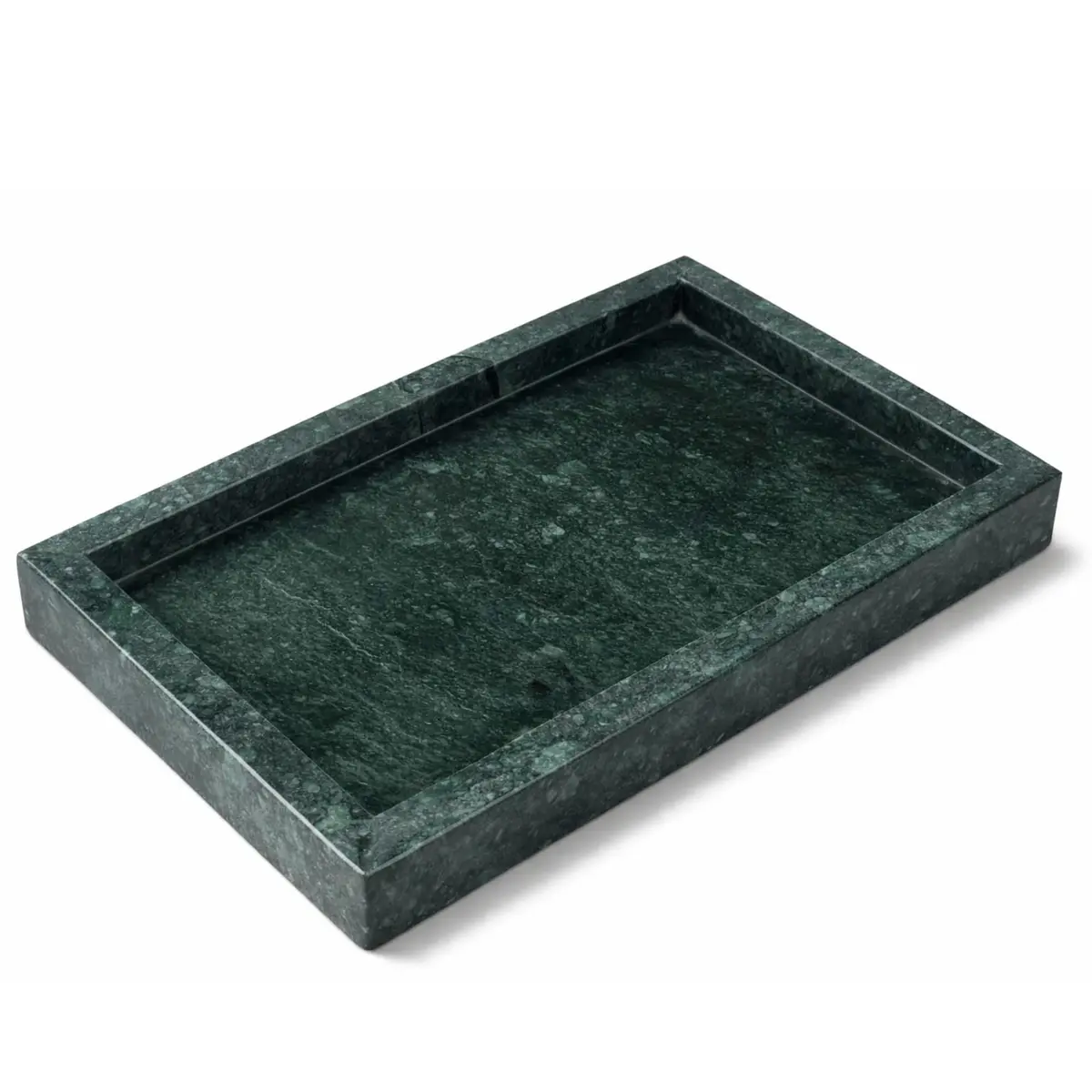KC KULLICRAFT Natural Green Marble Tray 10" x 6" (25 x 15 cm) | Solid Stone Organizer for Bathroom, Vanity, Kitchen - main product image