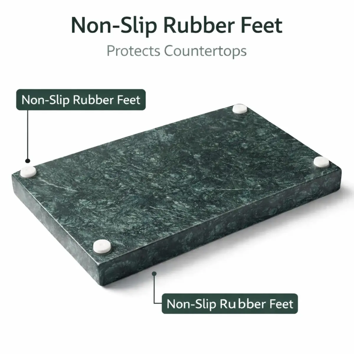 KC KULLICRAFT Natural Green Marble Tray 10" x 6" (25 x 15 cm) | Solid Stone Organizer for Bathroom, Vanity, Kitchen - view 5
