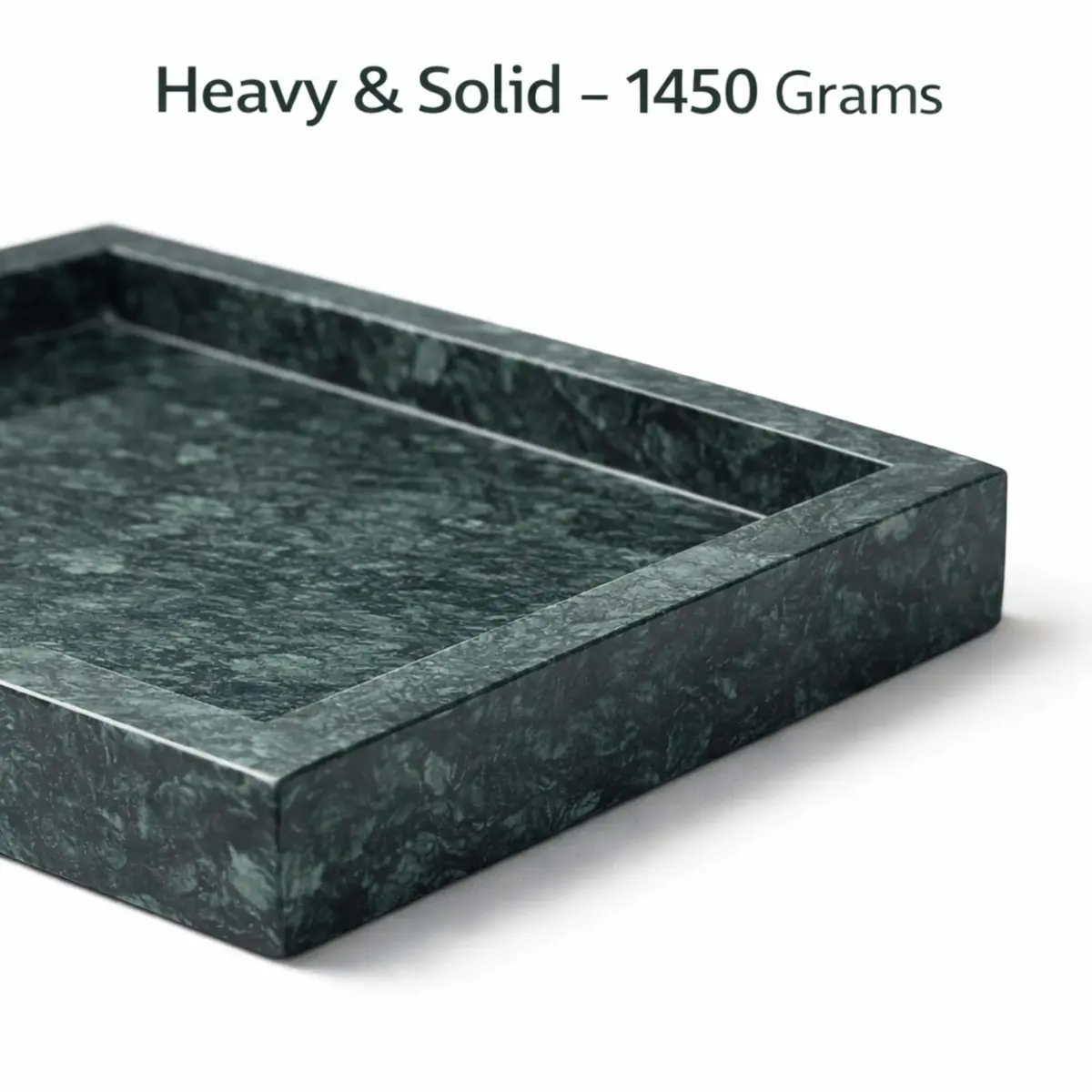 KC KULLICRAFT Natural Green Marble Tray 10" x 6" (25 x 15 cm) | Solid Stone Organizer for Bathroom, Vanity, Kitchen - view 6
