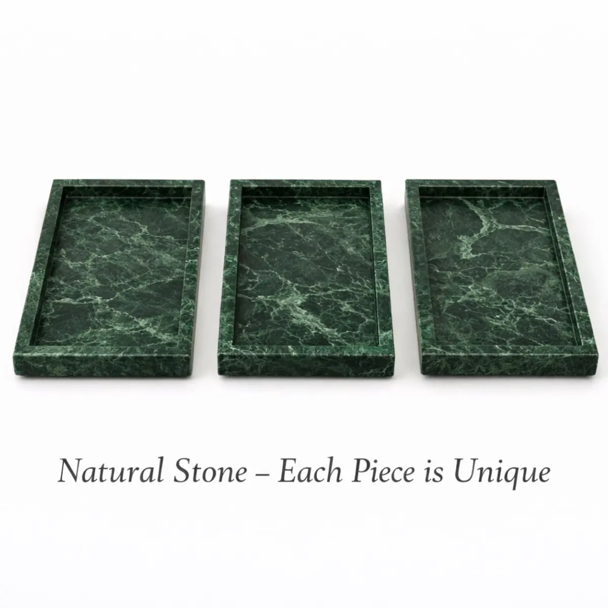 KC KULLICRAFT Natural Green Marble Tray 10" x 6" (25 x 15 cm) | Solid Stone Organizer for Bathroom, Vanity, Kitchen - view 8