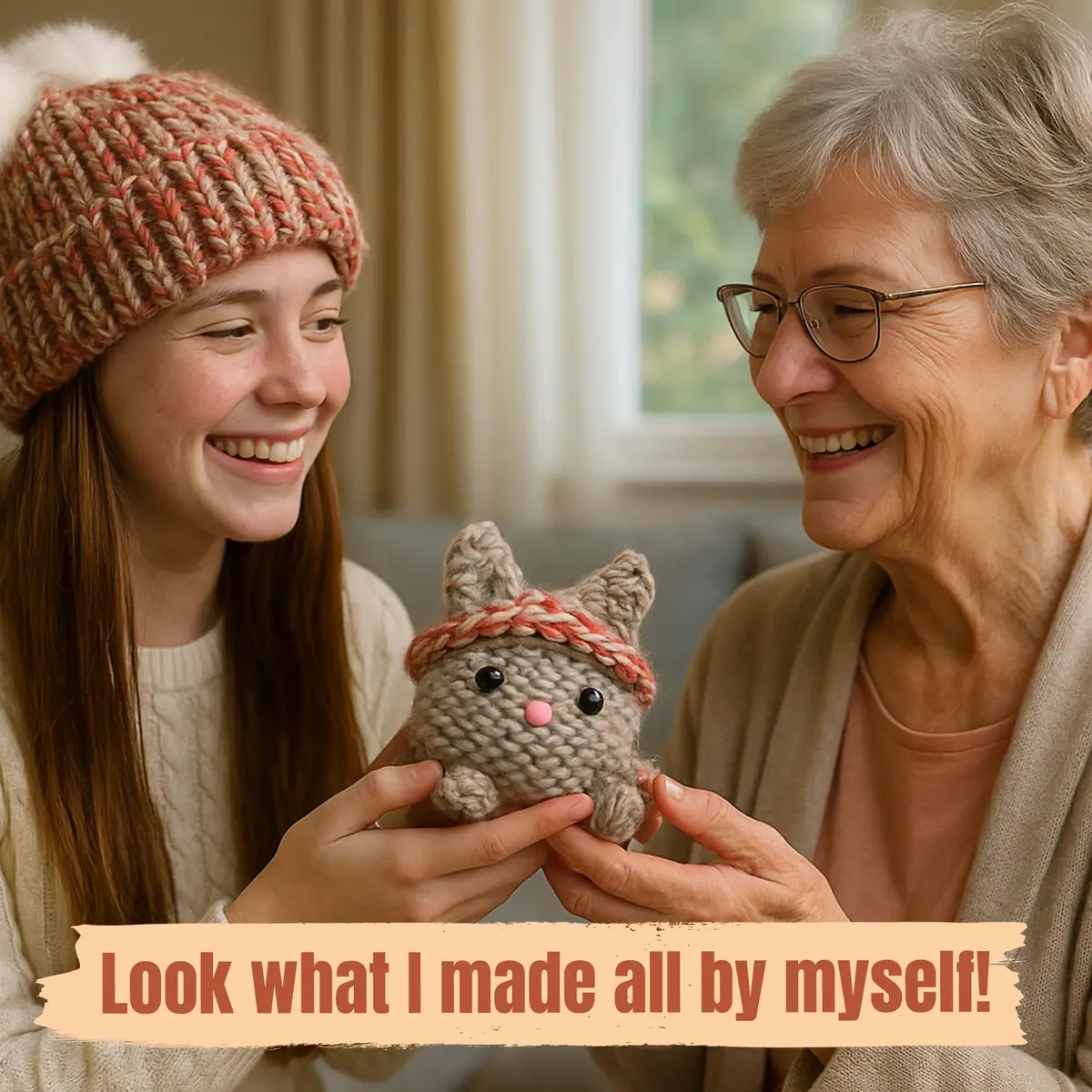 CRAFTILOO Beginner Loom Knitting Kit for Kids - Make a Hat & Cat | Ages 8+ | Includes 2 Looms, Yarn, Tools - view 5
