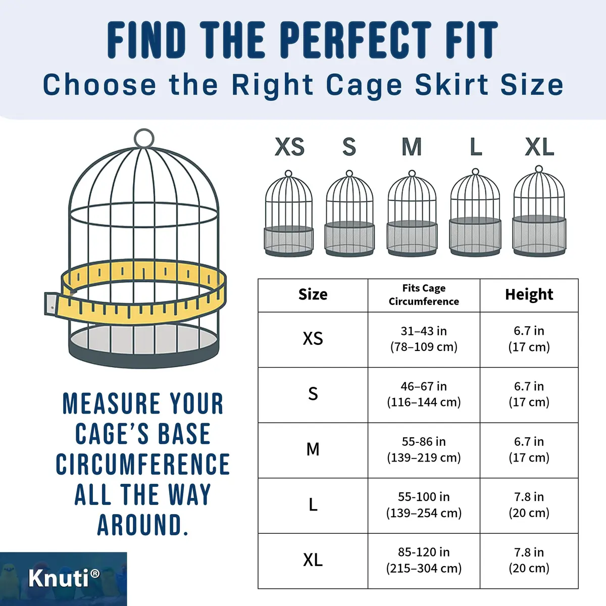 KNUTI White Bird Cage Seed Catcher Mesh Skirt Cover | Universal Fit, Durable Nylon, Easy Wash, Mess Prevention (Extra Small) - view 6