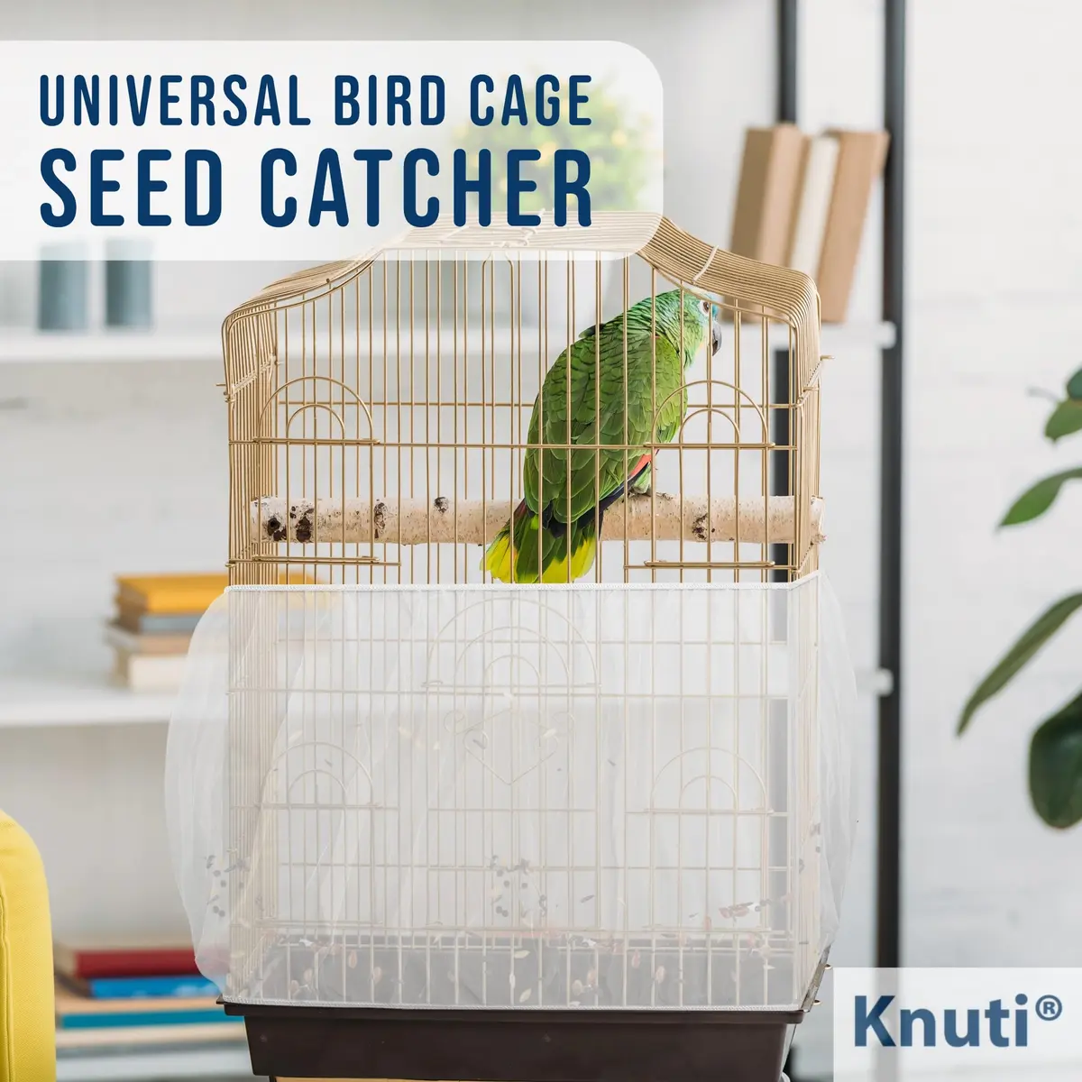 KNUTI White Bird Cage Seed Catcher Mesh Skirt Cover | Universal Fit, Durable Nylon, Easy Wash, Mess Prevention (Extra Small) - view 4