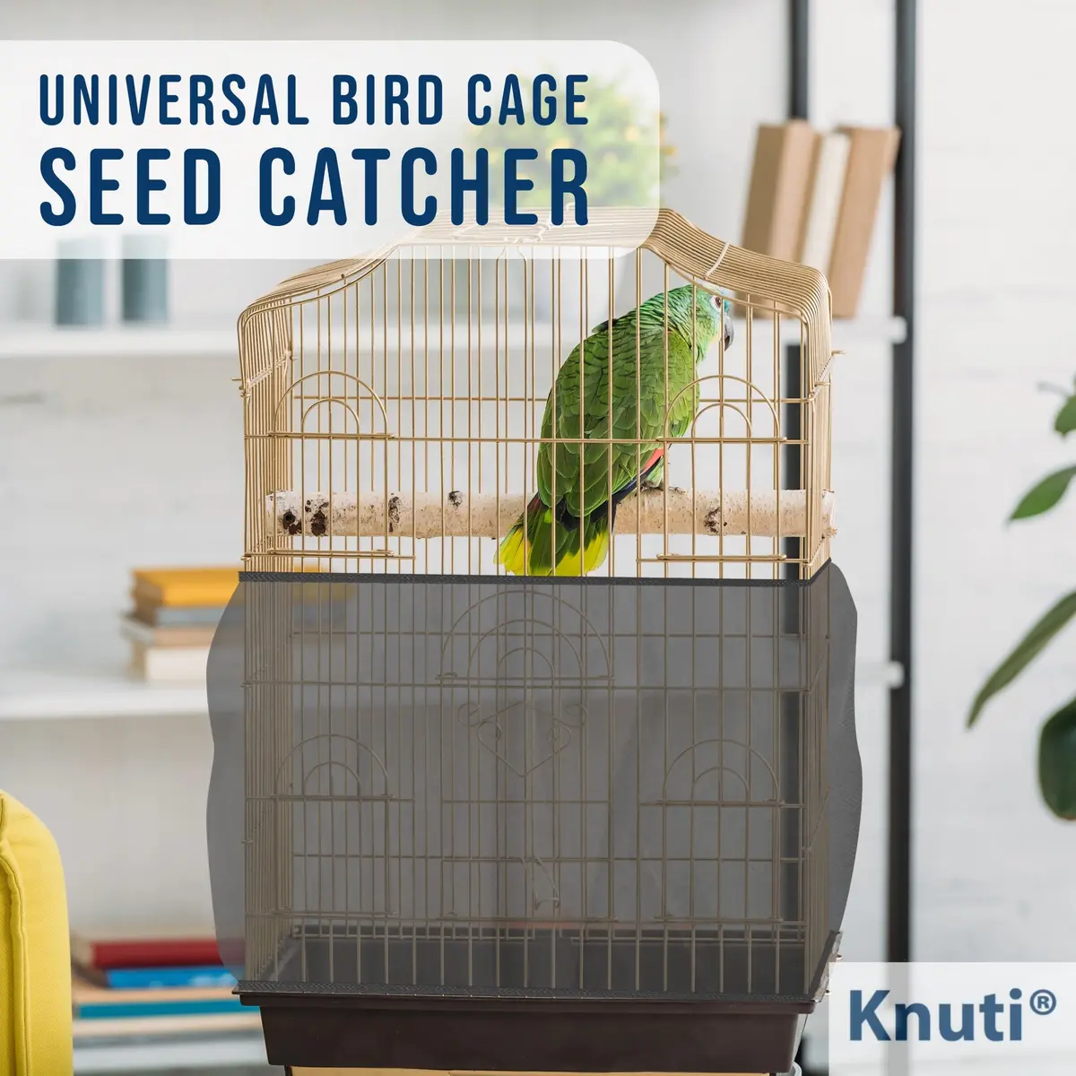KNUTI Universal Bird Cage Seed Catcher Mesh Skirt Cover Black | Stretchy Small Animal Cage Protector - view 2