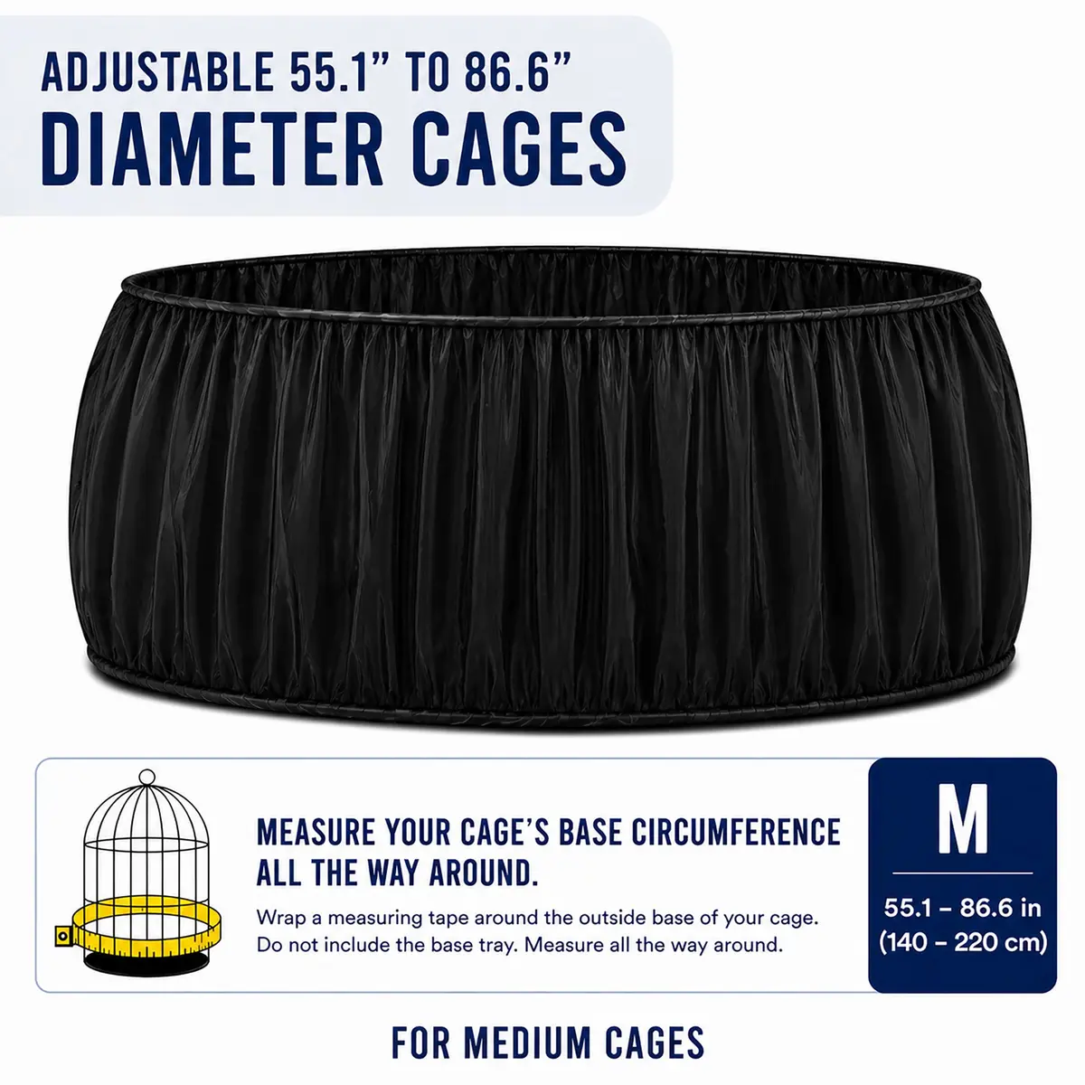 KNUTI Universal Bird Cage Seed Catcher Mesh Skirt Cover Black | Stretchy Small Animal Cage Protector - view 3