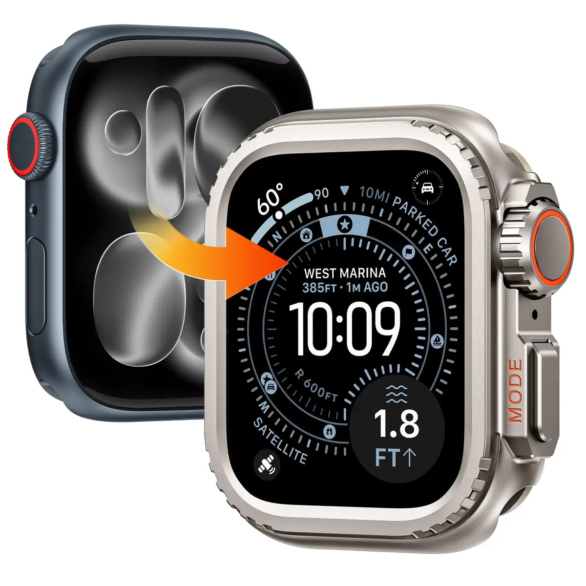 Goton Ultra-Look Metal Case for Apple Watch 42mm Series 6/5/4/SE | Compatible with 42mm/44mm Ultra-Style Conversion - main product image