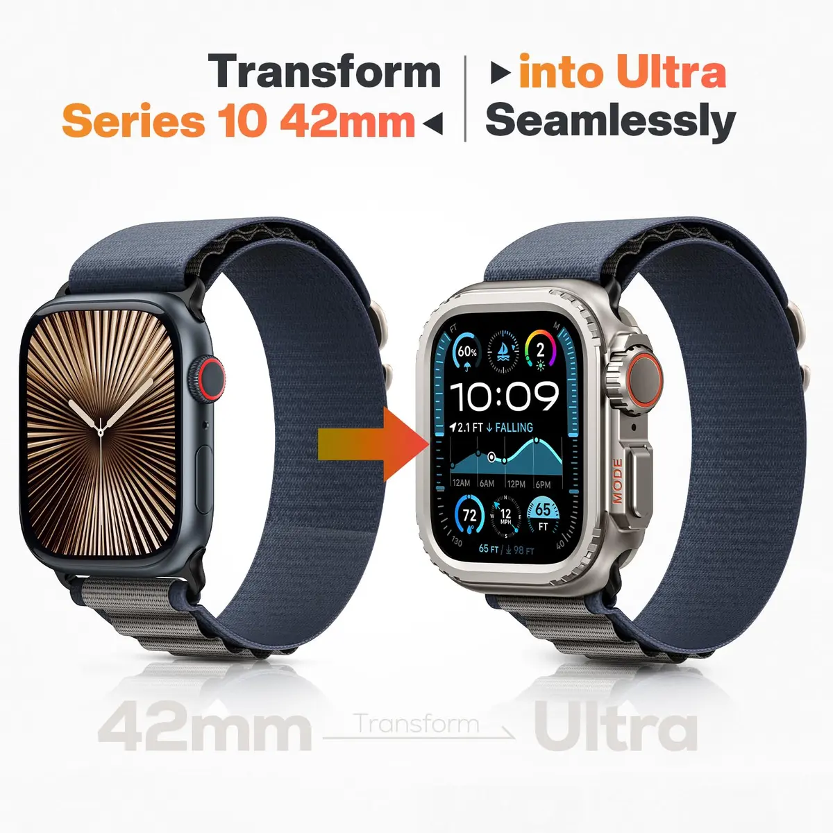 Goton Ultra-Look Metal Case for Apple Watch 42mm Series 6/5/4/SE | Compatible with 42mm/44mm Ultra-Style Conversion - view 4