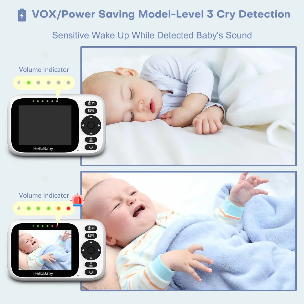 HelloBaby Baby Monitor 4 Cameras No WiFi with 3.2 Inch Screen - PTZ Camera | Secure 1000ft Range, Night Vision, 2-Way Audio - view 7