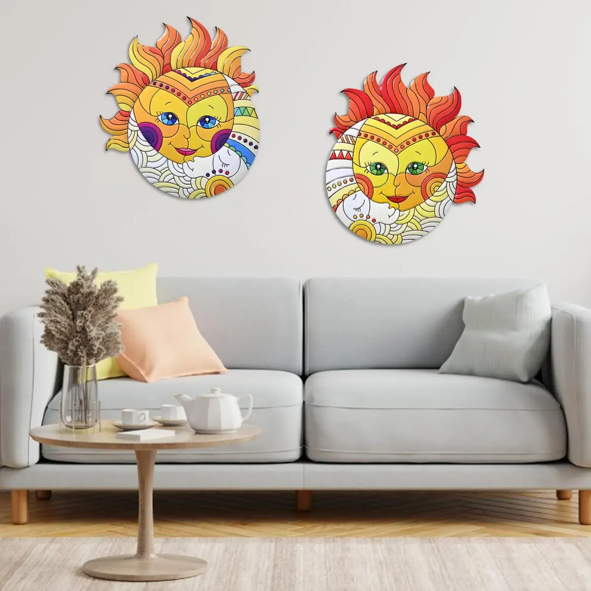 Yungeln Metal Sun Wall Art Decor 32.26cm (12.7 x 11 inches) | Vibrant Iron Hanging Art for Indoor & Outdoor Spaces - view 3