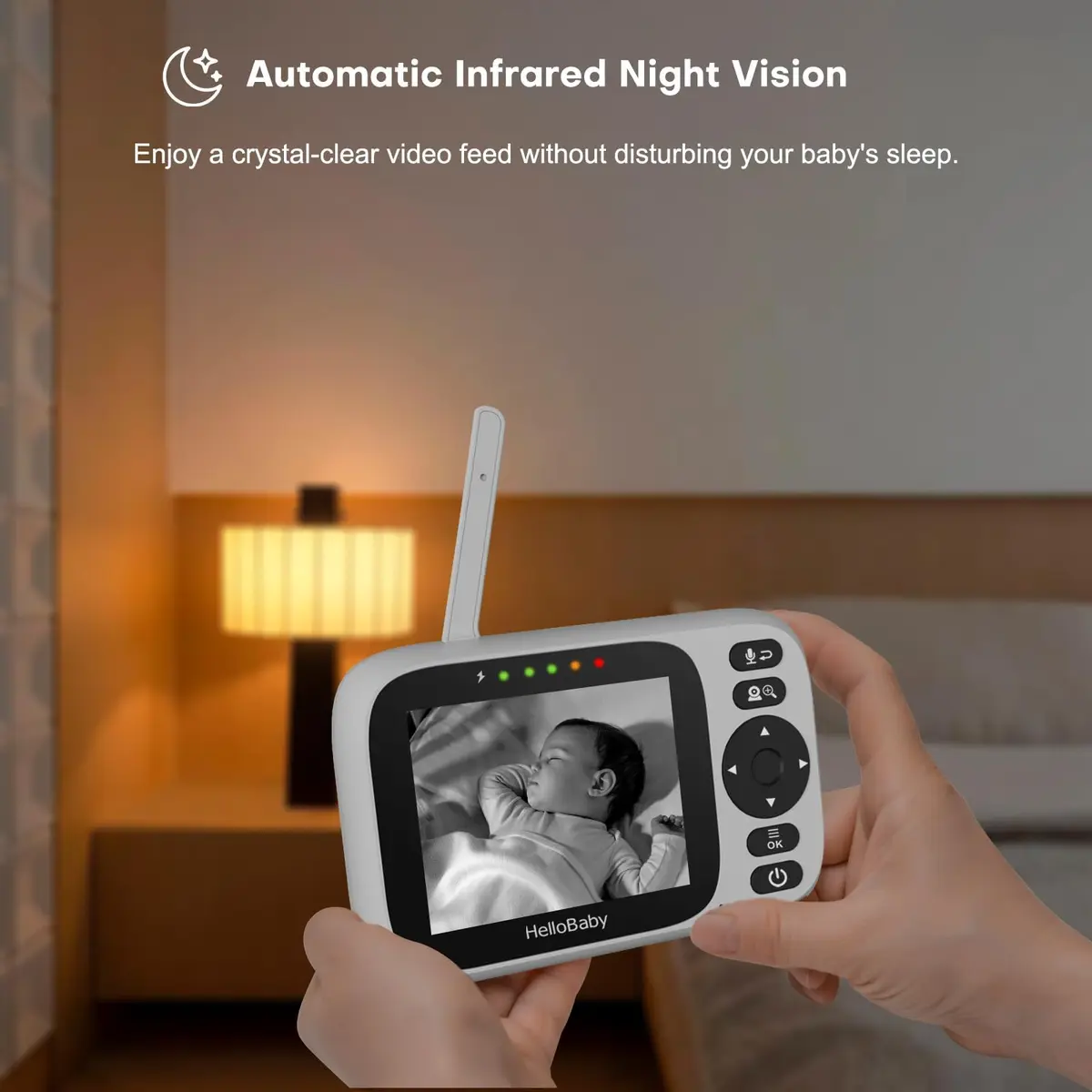 HelloBaby Video Baby Monitor 3 Cameras, 3.2" Screen, PTZ | No WiFi, 1000ft Range, Night Vision - view 3