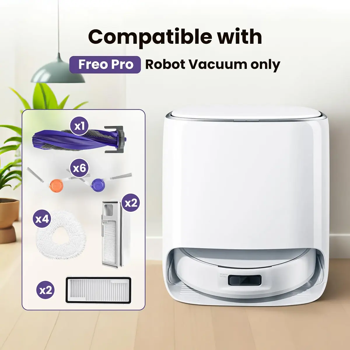 BTRSOLUS Replacement Accessories Kit for Narwal Freo Pro Robot Vacuum Cleaner | 16 Pcs, Nylon, Microfiber, Plastic - view 2