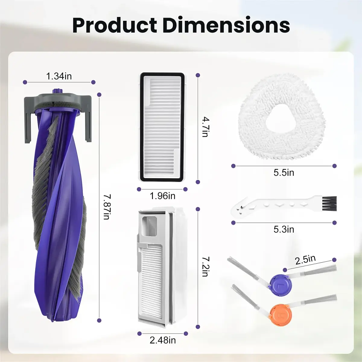 BTRSOLUS Replacement Accessories Kit for Narwal Freo Pro Robot Vacuum Cleaner | 16 Pcs, Nylon, Microfiber, Plastic - view 3