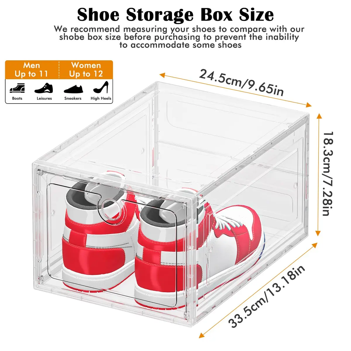 ARSTPEOE 6-Pack Clear Shoe Storage Boxes Magnetic Stackable | Space-Saving, Durable & Transparent - view 2