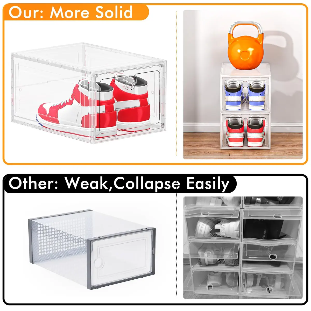 ARSTPEOE 6-Pack Clear Shoe Storage Boxes Magnetic Stackable | Space-Saving, Durable & Transparent - view 4
