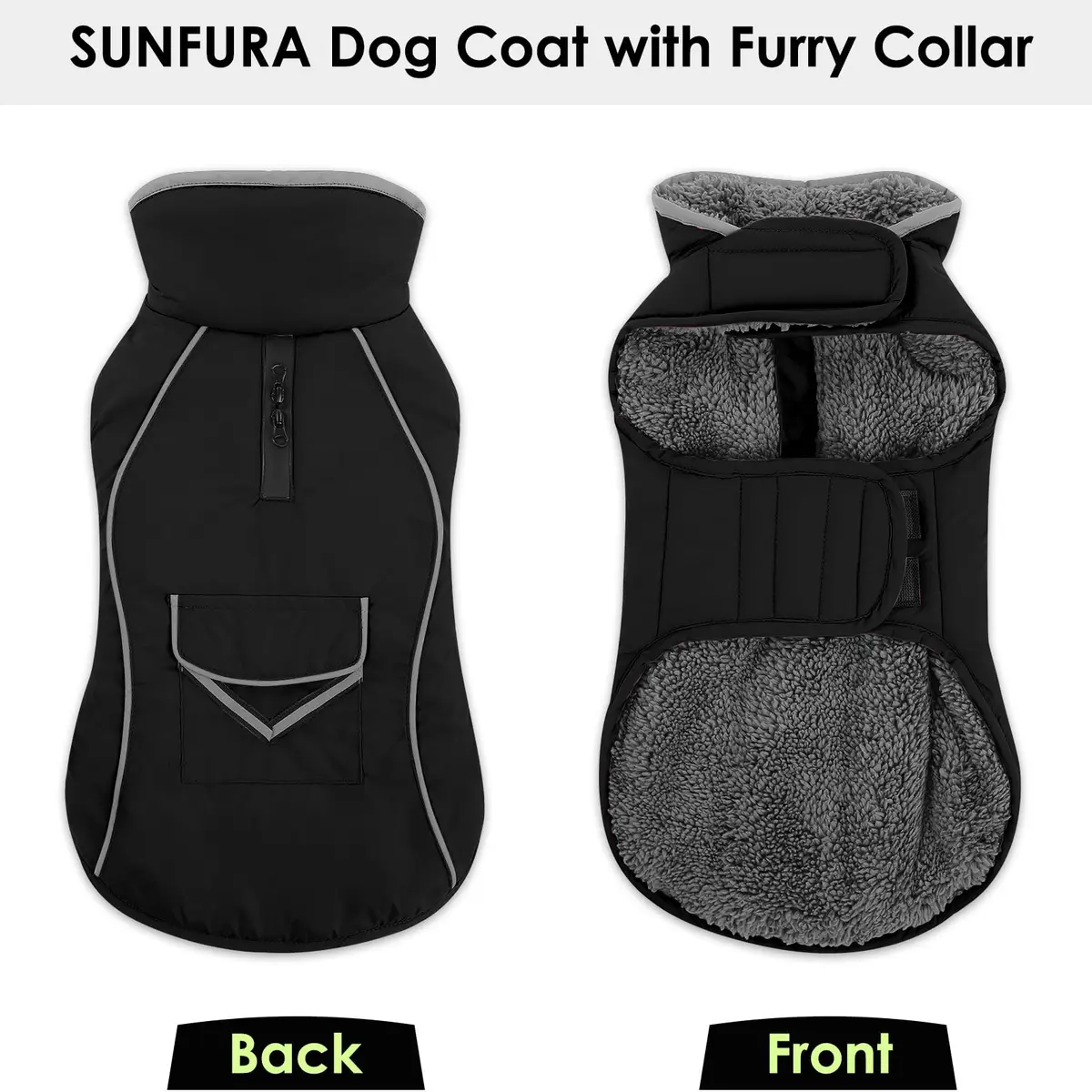 SUNFURA Small Dog Coat, Warm Dog Winter Jacket with Fleece Lined - view 2