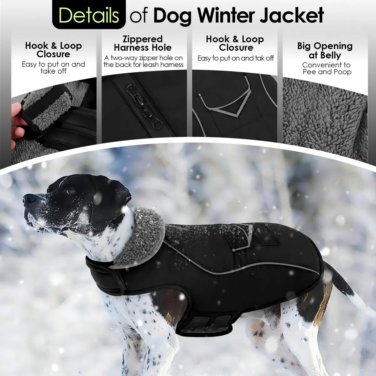 SUNFURA Small Dog Coat, Warm Dog Winter Jacket with Fleece Lined - view 3