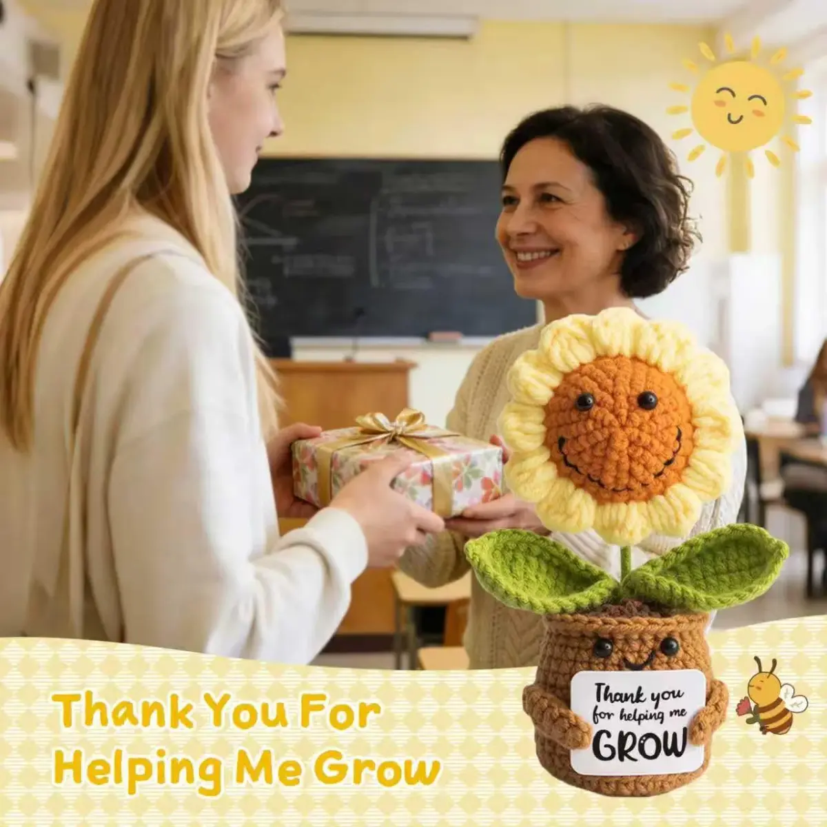 MS ZHENQIAO Sunflower Crochet Flower Pattern 12.7 cm (5 in) | Teacher Appreciation Gift - view 5