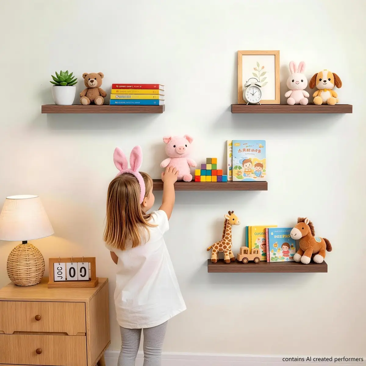 BAYKA Walnut-Like Floating Shelves 15.7in | Modern & Rustic Wall Decor (70-120c) - view 6