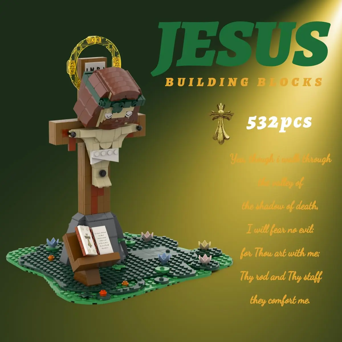 HONLANCH Jesus Cross Building Blocks Set,532PCS | Faith-themed Architectural Toy for Adults & Believers - view 2