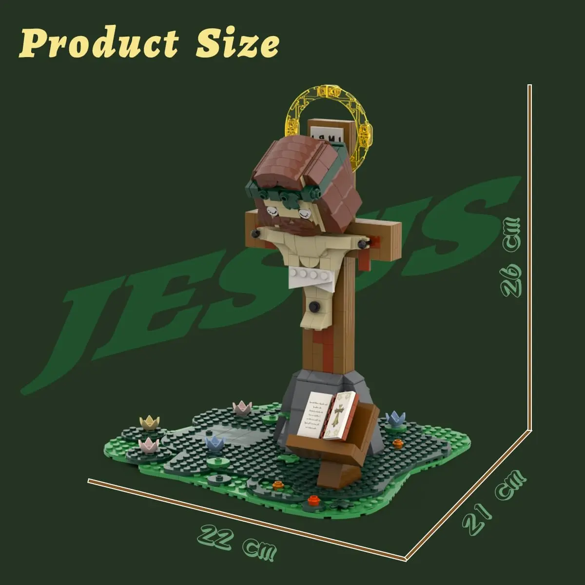 HONLANCH Jesus Cross Building Blocks Set,532PCS | Faith-themed Architectural Toy for Adults & Believers - view 3