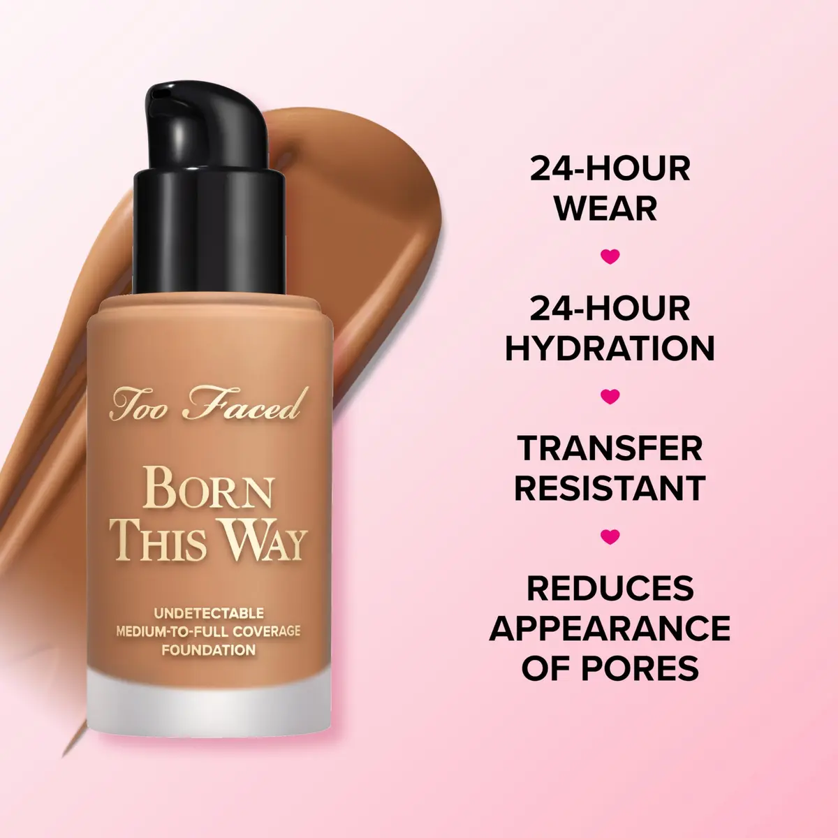 Too Faced Born This Way Natural Finish Longwear Liquid Foundation 1.01 fl. oz. | Hydrating & Oil-Free, Medium-To-Full Coverage - view 5