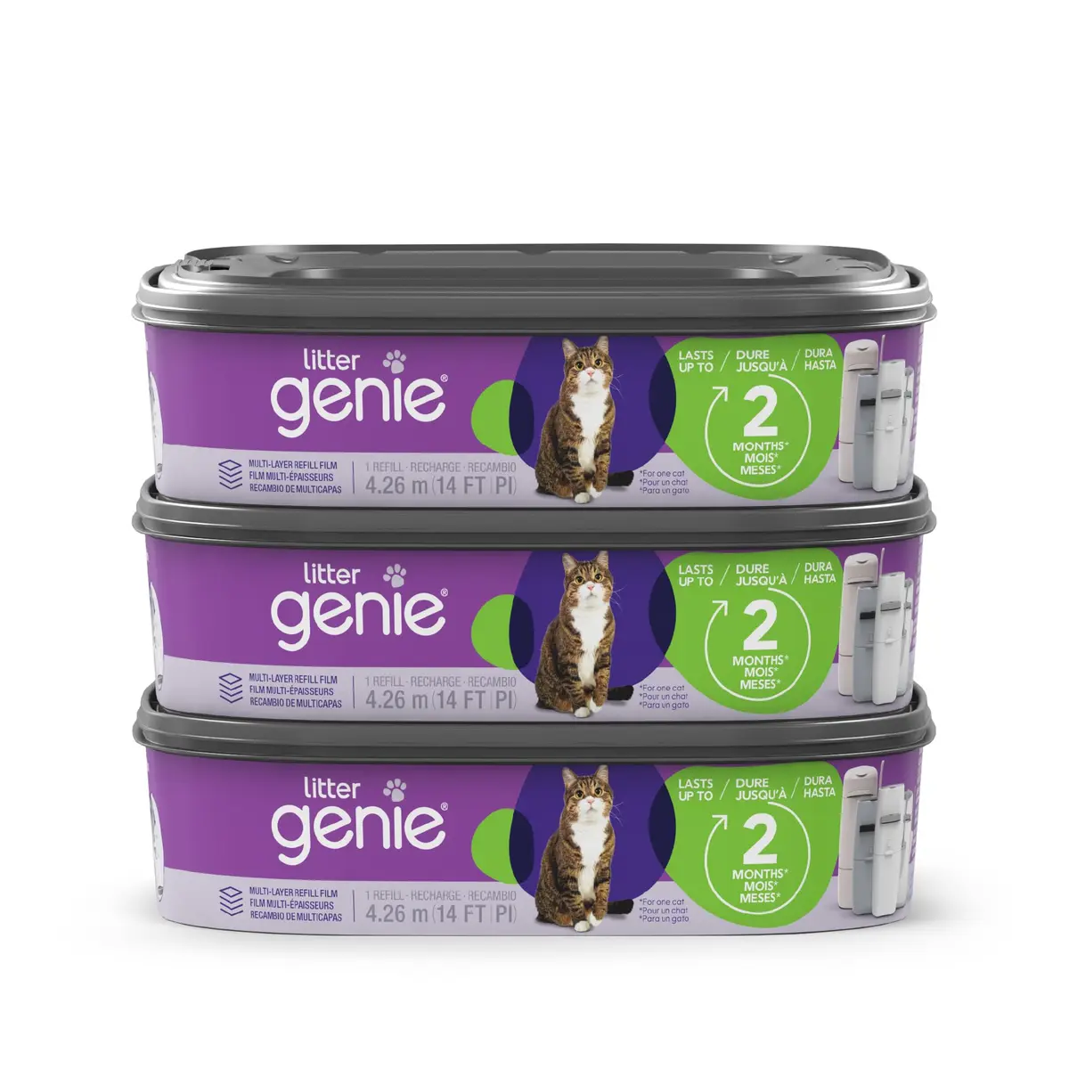Litter Genie Refill Bags 14 FT Multi-Layers Odor-Barrier Technology 3-Pack | Locks Away Odor & Germs - main product image