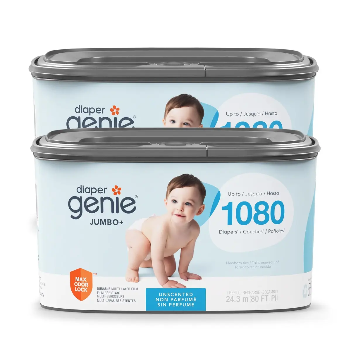 Diaper Genie Jumbo+ Square Refill 1080 Count | Odor Locking, Long-Lasting, Compatible with Diaper Genie Pails - main product image