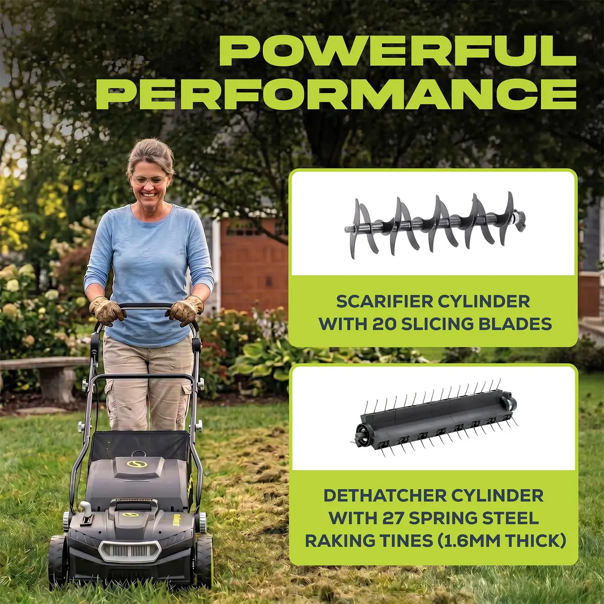 Sun Joe Corded Dethatcher & Scarifier with 13.2-Gal Bag | 15-Inch, 15-Amp Heavy-Duty Lawn Care - view 5