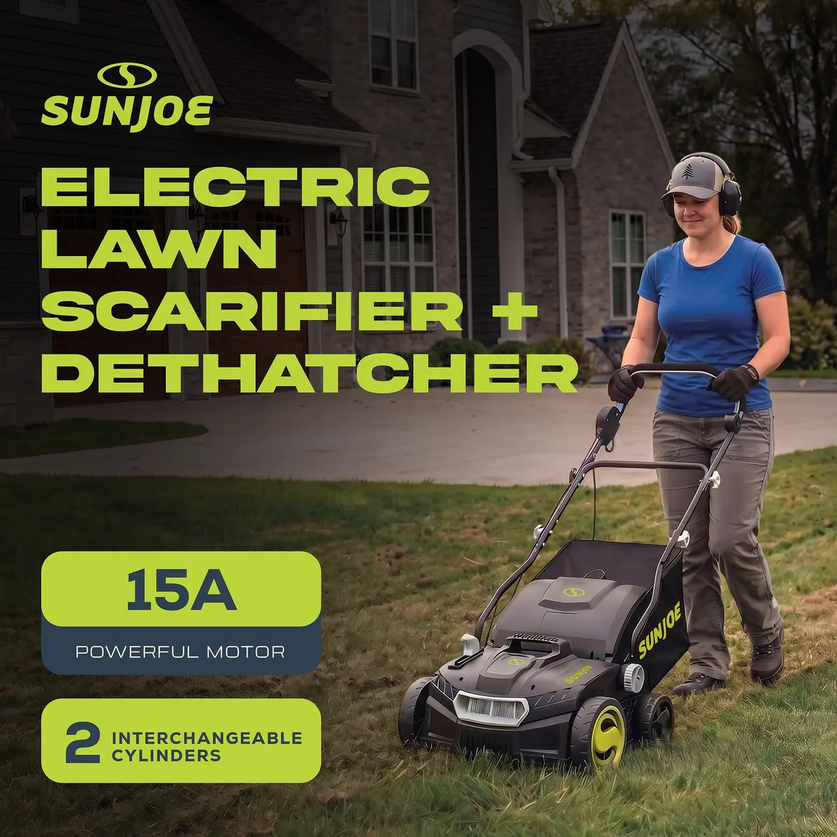 Sun Joe Corded Dethatcher & Scarifier with 13.2-Gal Bag | 15-Inch, 15-Amp Heavy-Duty Lawn Care - view 4