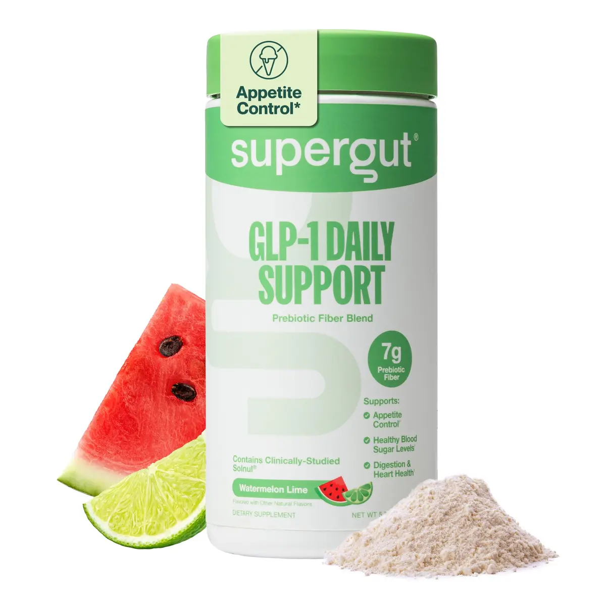 Supergut GLP1 Daily Support Watermelon Lime 18 Servings | Clinically Validated Prebiotic Fiber - main product image