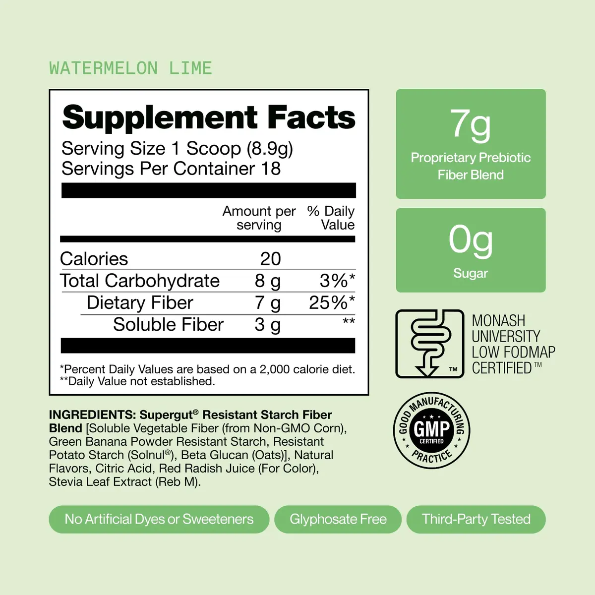 Supergut GLP1 Daily Support Watermelon Lime 18 Servings | Clinically Validated Prebiotic Fiber - view 7